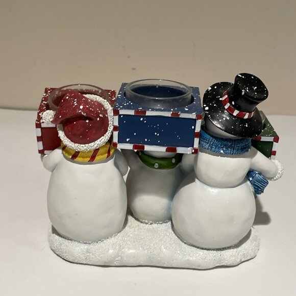 YANKEE CANDLE Multi Snowmen Tea Light Holiday Christmas Joy Love Hope Retired - Picture 5 of 11